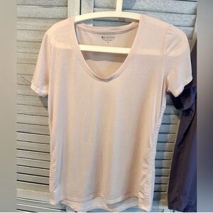 Athleta Light Pink V-Neck Tee Womens Small